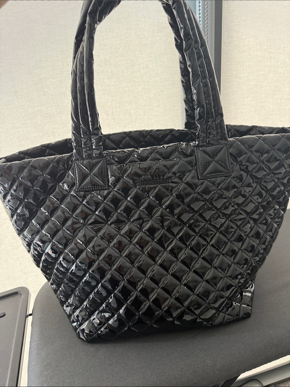 MZ Wallace Black Quilted Glossy Tote